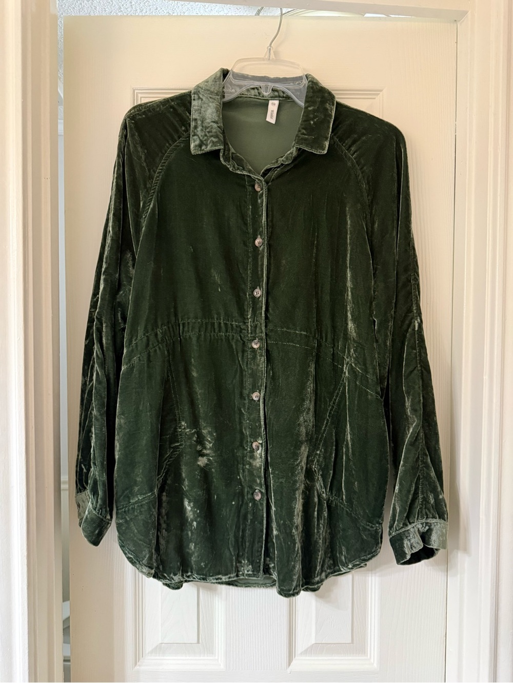 Wishlist Olive Green Velvet Button-Down Shirt